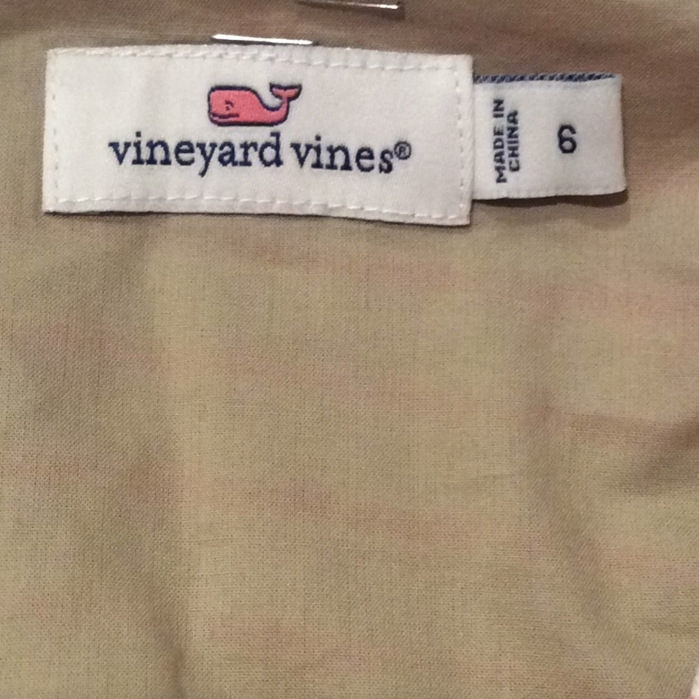 Vineyard Vines Linen Dress Striped Tan & Pink 6 - Picture 3 of 5